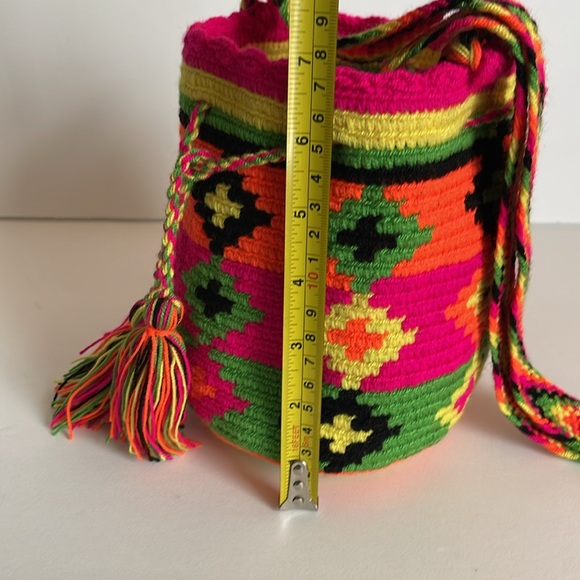 Neon Crossbody Bucket Bag with Tassels - Picture 6 of 6